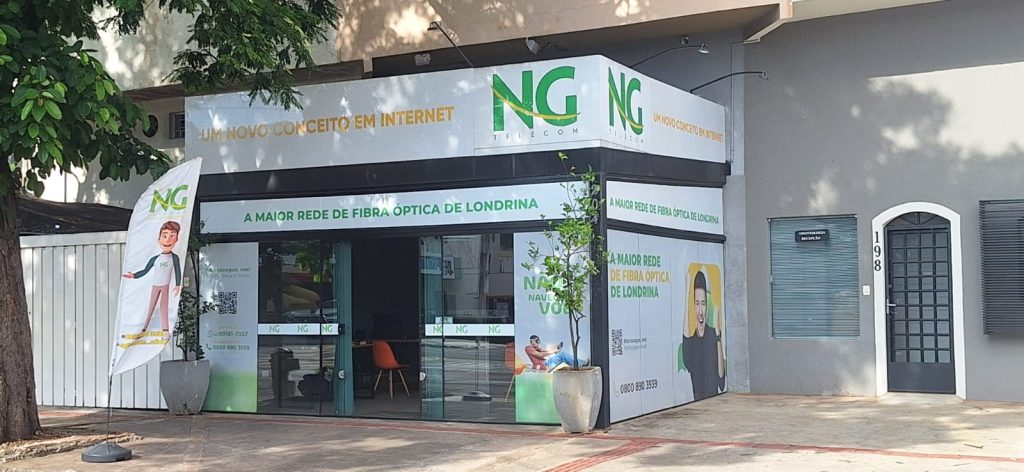 Fachada da loja NG Telecom na Av. Inglaterra, 210, Londrina